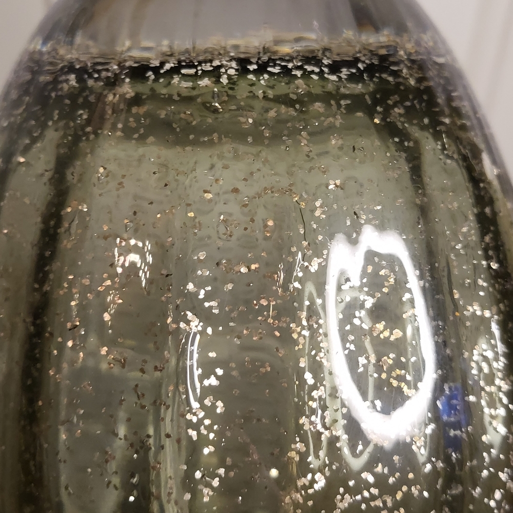 Murano Style Vintage Grey Glass w/ Silver Flake Hand Blown Vase 12" - Picture 13 of 13